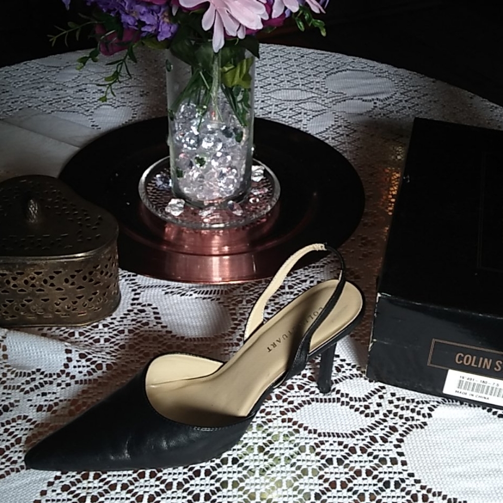 Colin Stewart sling back pointy toed heel